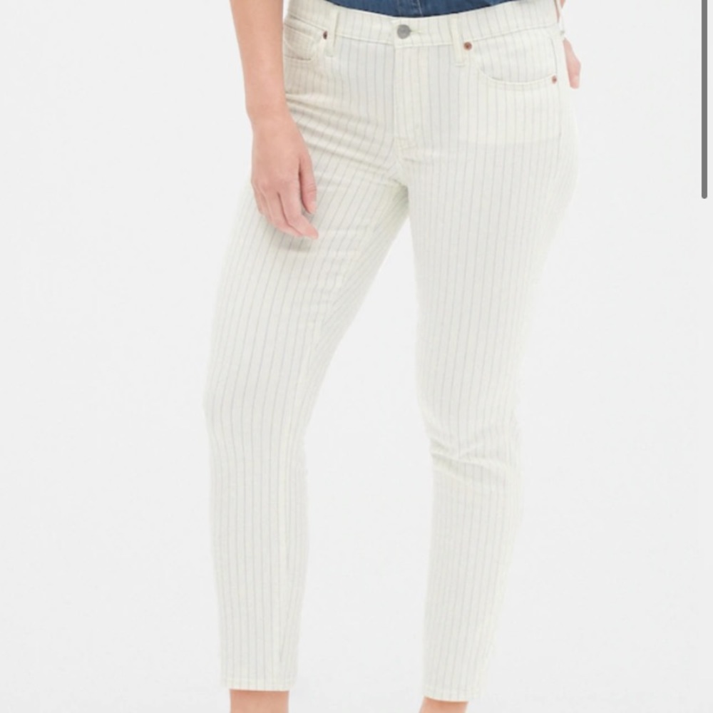 GAP Mid Rise Stripe Ankle Jeans